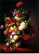 unknow artist, Floral, beautiful classical still life of flowers.053